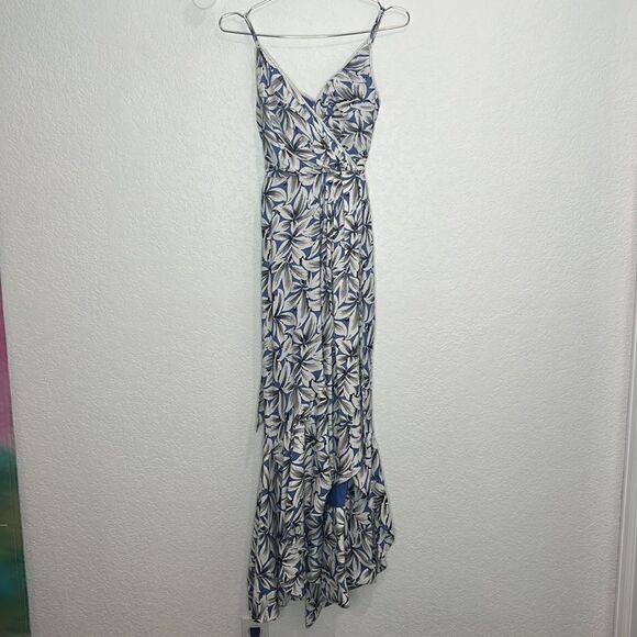 Jonathan Simkhai Ava Wrap Gown Pacific Print Size 0 - Picture 2 of 14